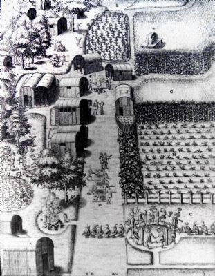 Engraving of American Indian Town 1588 image. Click for full size.