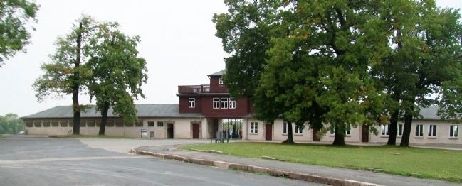 View of Buchenwald Concentration Camp Entrance from Headquarters image. Click for full size.