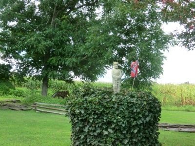 Henry M. Shaw-shrub near residence with Soldier and Confederate Flag. Click for full size. Henry M. Shaw-shrub near residence with Soldier and Confederate Flag image. Click for full size.