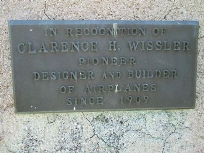 Plaque # 3 - - commemorating Clarence Wissler image. Click for full size.
