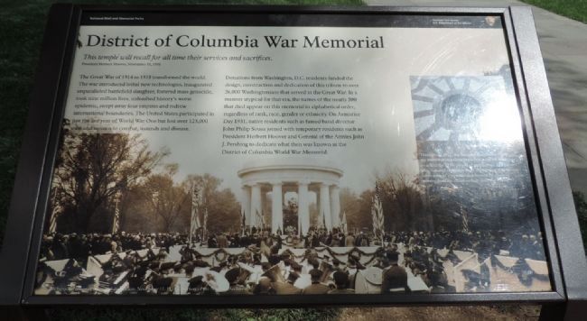 District of Columbia War Memorial Marker. Click for full size. District of Columbia War Memorial Marker image. Click for full size.
