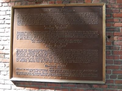 Sir William Phips / Joseph Warren / John Manley / Edmund Hartt Marker image. Click for full size.