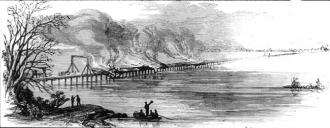 "Destruction of the Bridge Over Gunpowder Creek," image. Click for full size.