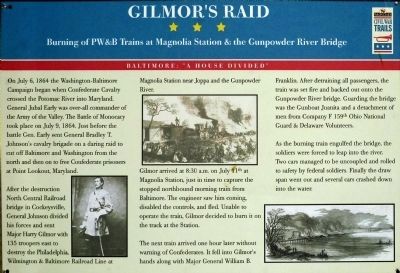 Gilmor's Raid<br>Burning of PW&B Trains at Magnolia Station & the Gunpowder River Bridge image. Click for full size.