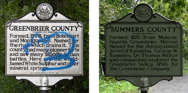 Greenbrier County / Summers County Marker image. Click for full size.