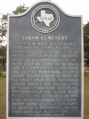 Isham Cemetery Texas Historical Marker image. Click for full size.