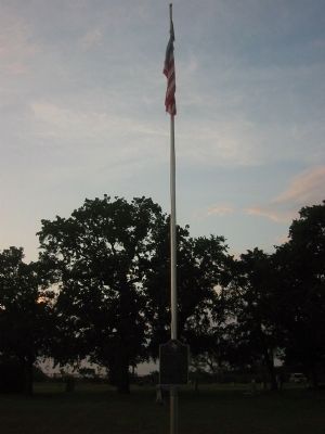 Isham Cemetery Marker and flagpole image. Click for full size.