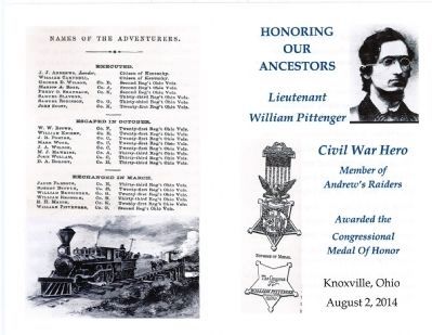 William Pittenger Marker Dedication Ceremony Program image. Click for full size.