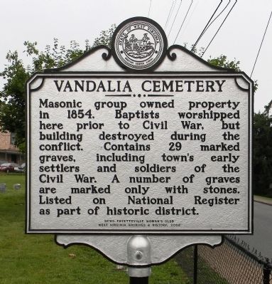 Vandalia Cemetery Marker. Click for full size. Vandalia Cemetery Marker image. Click for full size.