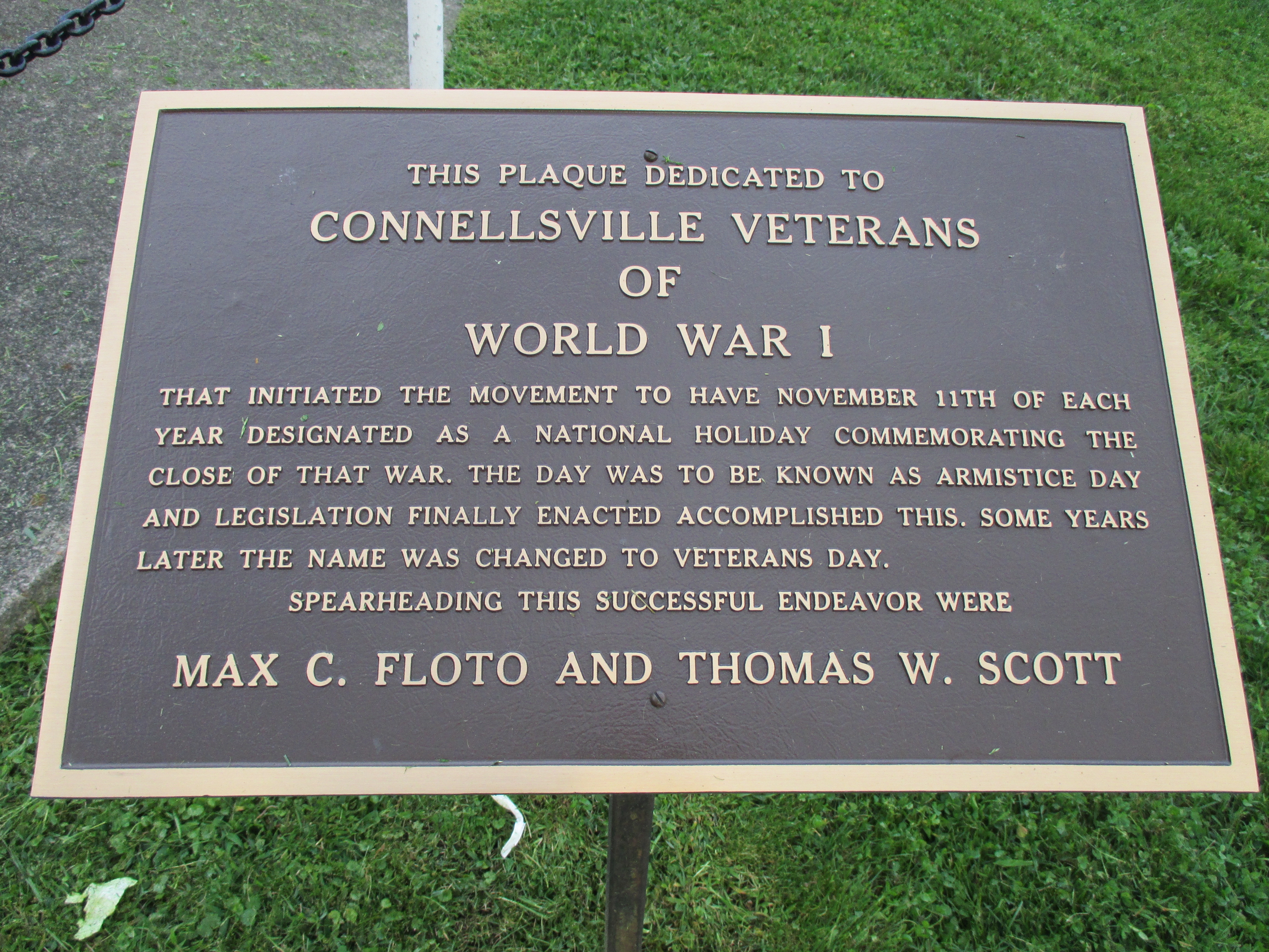 Connellsville World War I Plaque
