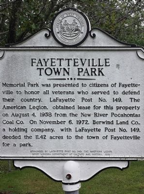 Fayetteville Town Park Marker. Click for full size. Fayetteville Town Park Marker image. Click for full size.