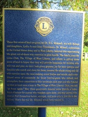 West Liberty Lion's Club Park Marker image. Click for full size.