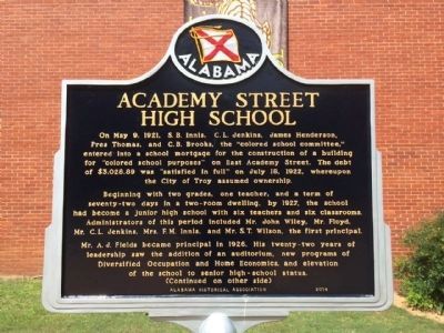 Academy Street High School Marker (Side 1) image. Click for full size.