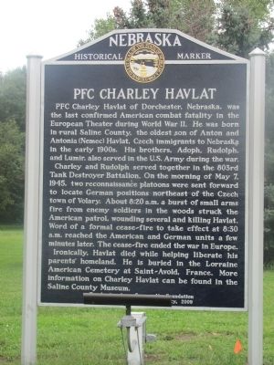 PFC Charley Havlat Marker image. Click for full size.