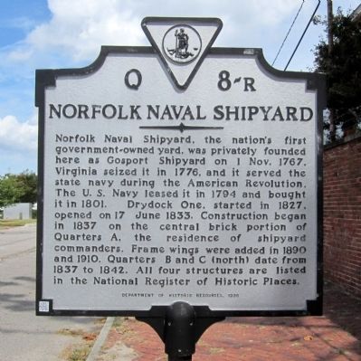 Norfolk Naval Shipyard Marker image. Click for more information.