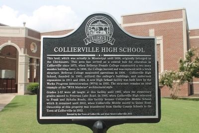 COLLIERVILLE HIGH SCHOOL Marker. Click for full size. COLLIERVILLE HIGH SCHOOL Marker image. Click for full size.