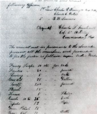List of Sutler's Goods Stored in One of the Casemates. Click for full size. List of Sutler's Goods Stored in One of the Casemates image. Click for full size.