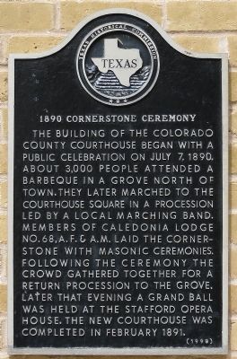 1890 Cornerstone Ceremony Marker image. Click for full size.