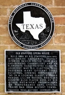 Old Stafford Opera House Marker. Click for full size. Old Stafford Opera House Marker image. Click for full size.