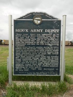 Sioux Army Depot Marker. Click for full size. Sioux Army Depot Marker image. Click for full size.