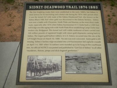 Sidney-Deadwood Trail 1874-1883 Plaque, Hickory Square Marker image. Click for full size.