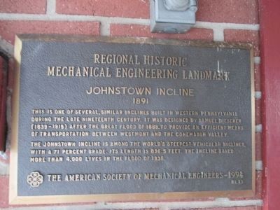 Johnstown Incline Marker. Click for full size. Johnstown Incline Marker image. Click for full size.