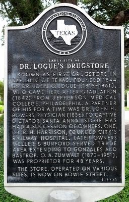 Early Site of Doctor Logue's Drugstore Marker image. Click for full size.