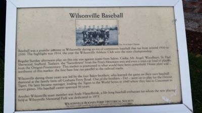 Wilsonville Baseball Marker. Click for full size. Wilsonville Baseball Marker image. Click for full size.