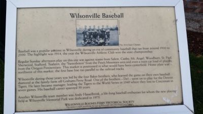 Wilsonville Baseball Marker image. Click for full size.