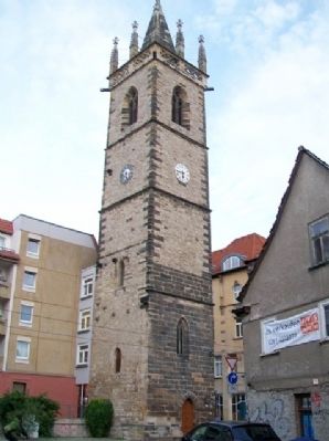 Johanneskirchturm and Marker. Click for full size. Johanneskirchturm and Marker image. Click for full size.