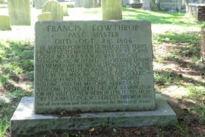 Cedar Grove Cemetery-Francis Lowthtop Past Master image. Click for full size.