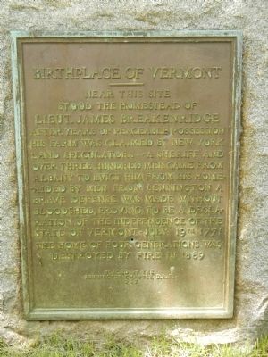Birthplace of Vermont Marker. Click for full size. Birthplace of Vermont Marker image. Click for full size.