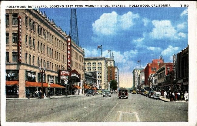 <i>Hollywood Boulevard Looking East From Warner Bros. Theatre, Hollywood, California</i> image. Click for full size.