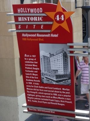 Hollywood Roosevelt Hotel Marker. Click for full size. Hollywood Roosevelt Hotel Marker image. Click for full size.