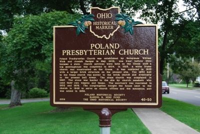 The Village Green and Graveyard/Poland Presbyterian Church Marker. Click for full size. The Village Green and Graveyard/Poland Presbyterian Church Marker image. Click for full size.