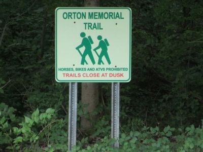 Orton Memorial Trail sign. Click for full size. Orton Memorial Trail sign image. Click for full size.