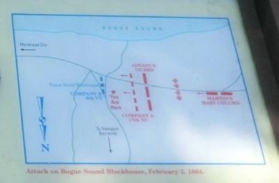 Close up of the map on the Bogue Sound Blockhouse Marker image. Click for full size.