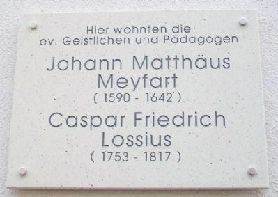 Johann Matthus Meyfart and/und Caspar Friedrich Lossius Marker image. Click for full size.