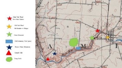 Clifton Gorge Map showing various markers and monuments image. Click for full size.