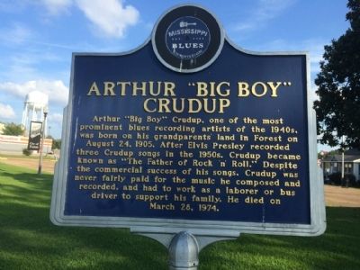 Arthur "Big Boy" Crudup Marker (Front) image. Click for full size.
