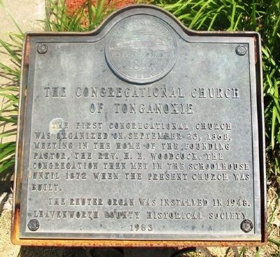 The Congregational Church of Tonganoxie Marker image. Click for full size.