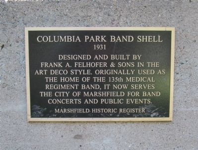 Columbia Park Band Shell Marker image. Click for full size.