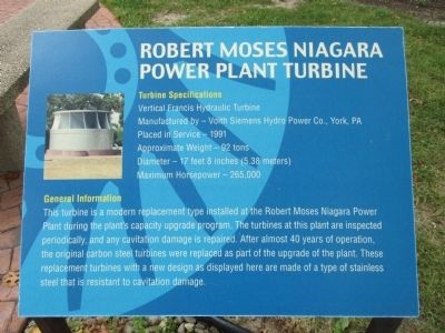Robert Moses Niagara Power Plant Turbine Marker image. Click for full size.