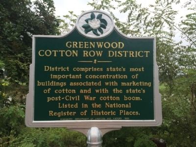 Greenwood Cotton Row District Marker image. Click for full size.
