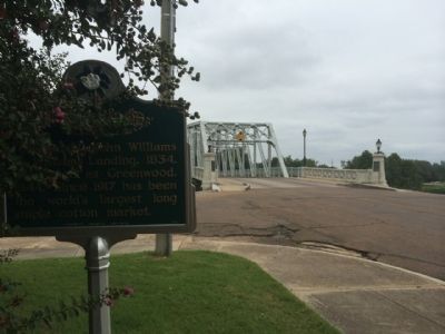 Wide shot of Greenwood Marker looking north towards Yazoo River bridge. image. Click for full size.