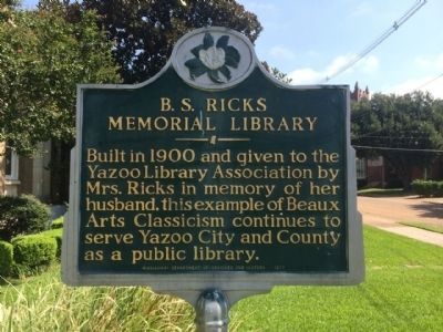 B.S. Ricks Memorial Library Marker. Click for full size. B.S. Ricks Memorial Library Marker image. Click for full size.