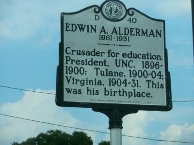 Edwin A. Alderman Marker. Click for full size. Edwin A. Alderman Marker image. Click for full size.