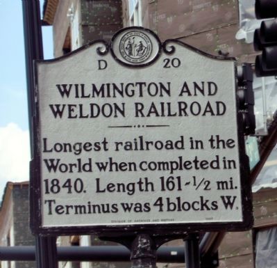 Wilmington and Weldon Railroad Marker. Click for full size. Wilmington and Weldon Railroad Marker image. Click for full size.