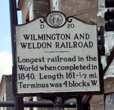 Wilmington and Weldon Railroad Marker image. Click for full size.