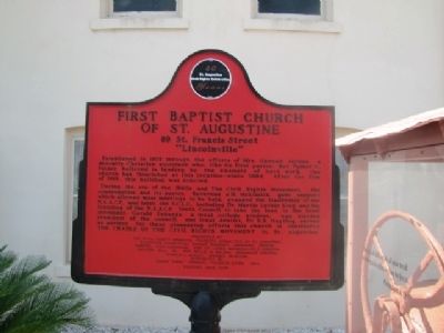 First Baptist Church of St Augustine Marker image. Click for full size.